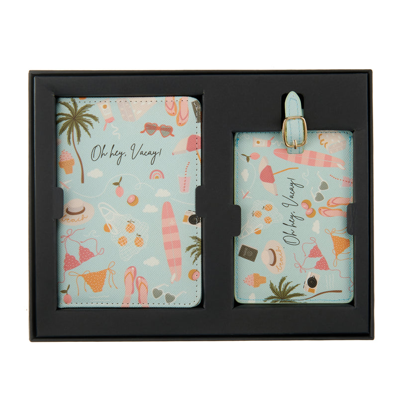 Oh hey, vacay! Passport cover + luggage label - giftbox