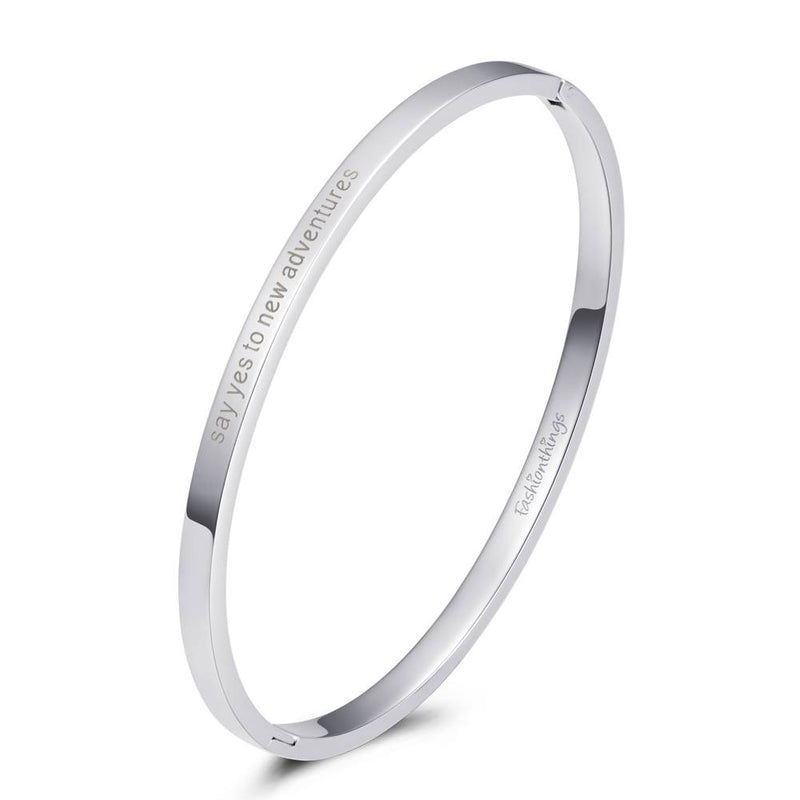 Bangle Say Yes To New Adventures Silver 4mm
